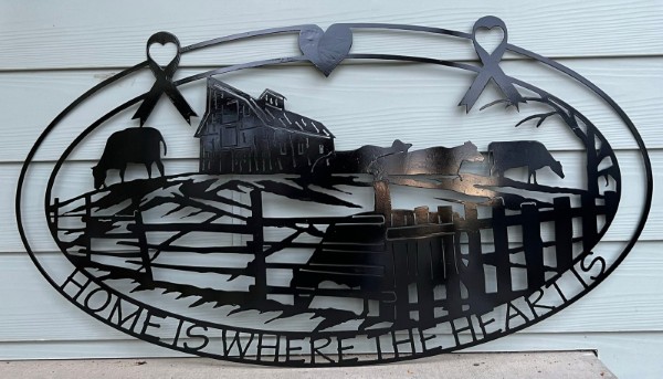 Pink tea plasma cut wall hanging