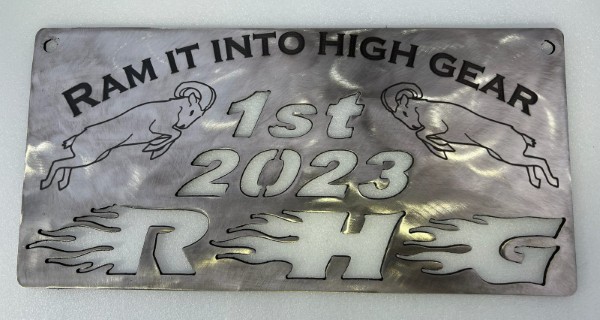 Custom metal trophy plasma engraving