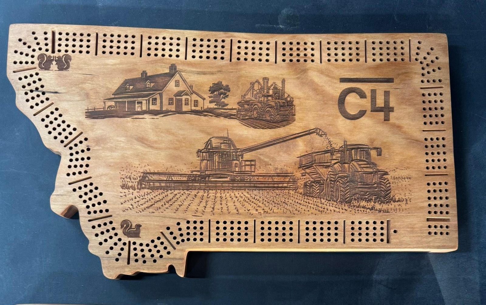 Custom CNC wood cribbage board crafted in Montana